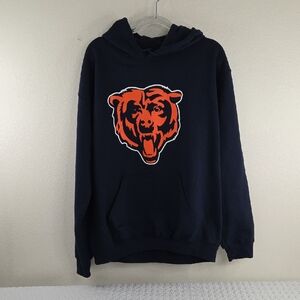 Gildan Heavy Blend Navy Hoodie with Orange CHICAGO Bear Graphic. MEDIUM UNISEX